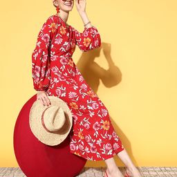 plusS Women Alluring Red Floral Vacay Attire-picture-57