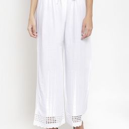 Clora Creation Women White Solid Straight Palazzos-image-49