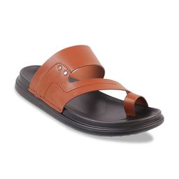 J.FONTINI Men Tan Brown & Black Solid Leather Comfort Sandals-image-47