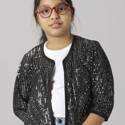 KiddoPanti Girls Sequined Crop Tailored Jacket-image-17