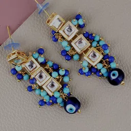 LUCKY JEWELLERY Gold-Plated Square Drop Earrings-image-54