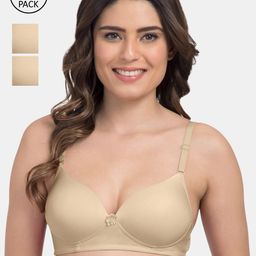 Tweens Pack Of 3 Cream-Coloured Solid Non-Wired Lightly Padded Everyday Bra TW-3PC-199-SK-picture-3
