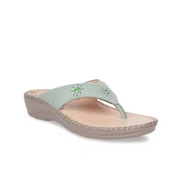 Scholl Women Green Leather Open Toe Flats-54