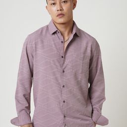 VASTRADO Textured Cutaway Collar Classic Slim Fit Casual Shirt-picture-49