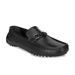 San Frissco Men Black Solid Leather Formal Loafers-image-101