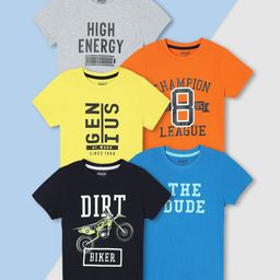 max Boys Typography 5 Printed Applique T-shirt-image-17
