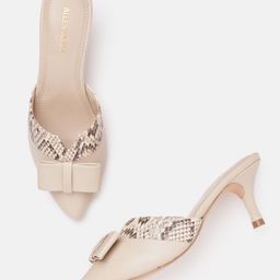 Allen Solly Snakeskin Printed Slim Heeled Pumps with Bow Detail-41