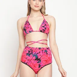 EROTISSCH Women Pink & Blue Printed Swim Bikini Set-image-33