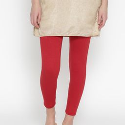 AURELIA Women Red Solid Ankle Length Leggings-95