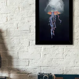 TIED RIBBONS Black & Navy Blue Solid Abstract Jellyfish Wall Art-image-55