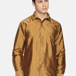 TATTVA Men Brown Slim Fit Solid Casual Shirt-image-57