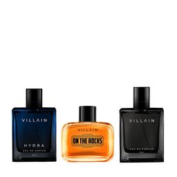 VILLAIN Men Set of 3 Longwear Eau De Parfum - Hydra + On The Rocks + Classic - 100ml Each-2