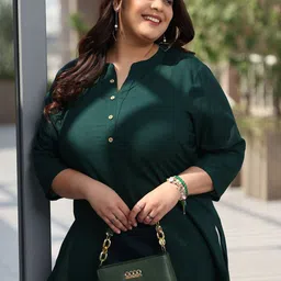 EXTRA LOVE BY LIBAS Women Mandarin Collar Kurti-picture-3