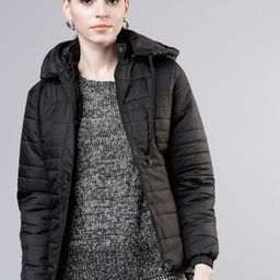 Tokyo Talkies Women Black Solid Puffer Jacket-image-3