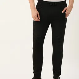 The Indian Garage Co Men Black Solid Pleated Detail Joggers-image-88