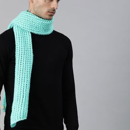 Magic Needles Unisex Sea Green Self Design Knitted Scarf-2