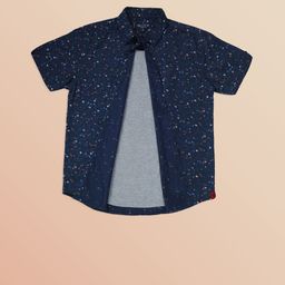 Gini and Jony Boys Navy Blue Printed Casual Shirt-5