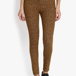 Kotty Women Tan & Brown Animal Print High-Rise Skinny Fit Clean Look Jeans-picture-14
