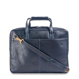 Hidesign Men Navy Blue Solid Laptop Leather Bag-13