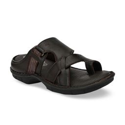Hitz Men Brown Leather Comfort Sandals-image-73