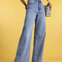 glitchez Women Retro Wide Leg Faded Jeans-image-30