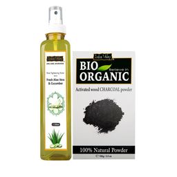 BIO Organic Charcoal Face Pack Powder and Ayurveda Fresh Aloe Vera & Cucumber Water-7