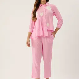 MISRI Floral Embroidered Asymmetrical Shirt & Trousers Co-Ord Set-picture-14