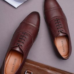 Men Rosewood Leatherette Oxford Formal Shoes-image-67