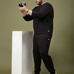 Rigo Plus Size Round Neck Terry Cotton Tracksuit-image-36
