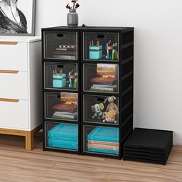 Kuber Industries Black Pack Of 2 4-Tier Organisers-31