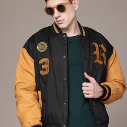 The Roadster Lifestyle Co. Applique Detail Varsity Bomber Jacket-picture-27