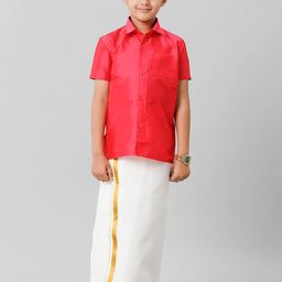 Ramraj Boys Shirt Collar Silk Cotton Clothing Set-picture-53