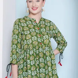 LABEL KASHI Women Floral Print Mandarin Collar Top-image-53