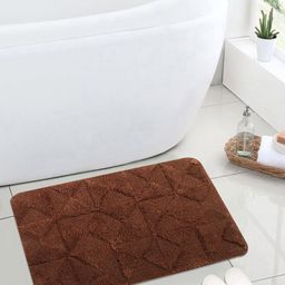 Saral Home Brown Modern Soft Cotton Textured Anti Slip 110 GSM Bath Rug-54