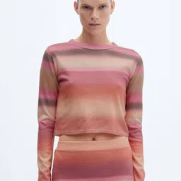 MANGO Striped Acrylic Crop Pullover-image-80