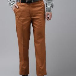 Hangup Men Brown Regular Fit Solid Formal Trousers-image-9