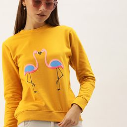The Dry State Women Mustard Yellow Printed Pullover Sweatshirt-image-33