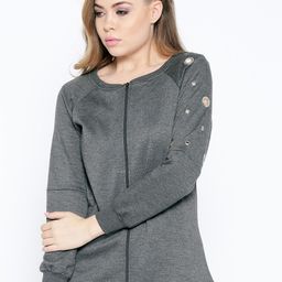 Belle Fille Women Charcoal Grey Solid Sweatshirt-image-94