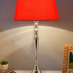 Homesake Silver-Toned & Red Solid Bedside Standard Lamp-31