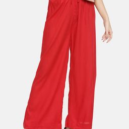 TWIN BIRDS Women Red Solid Wide Leg Palazzos-image-37
