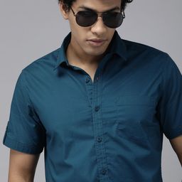 Roadster Men Blue Solid Slim Fit Casual Shirt-image-56