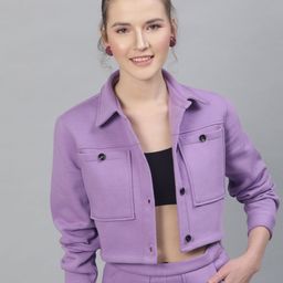 STREET 9 Women Lavender Solid Lightweight Crop Tailored Jacket-image-59