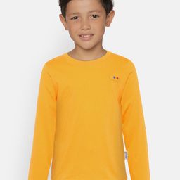 dongli Boys Yellow Solid Round Neck Pure Cotton T-shirt-picture-7