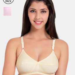 Souminie Pack of 2 Solid Non-Wired Non Padded Everyday Bra SLY-931-SK-2PC-PK-30B-picture-31