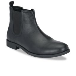 Delize Men Black Solid Synthetic Leather Mid-Top Chelsea Boots-image-76