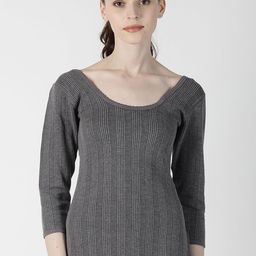 Dollar Ultra Women Grey Striped Thermal Top-image-32