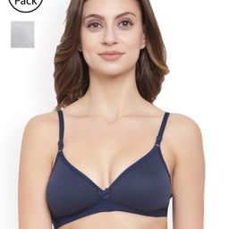 Floret Grey Pack Of 2 Solid Non-Wired Non Padded T-shirt Bra T3058-image-6