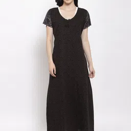 Secret Wish Black Floral Printed Nightdress-image-80