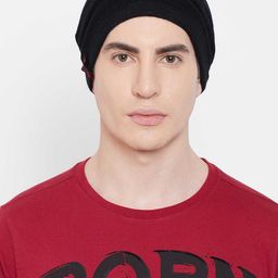 PUNK Men Black Striped Beanie-image-46