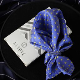 KOVOVE Men Blue & Yellow Printed Pocket Square-image-77